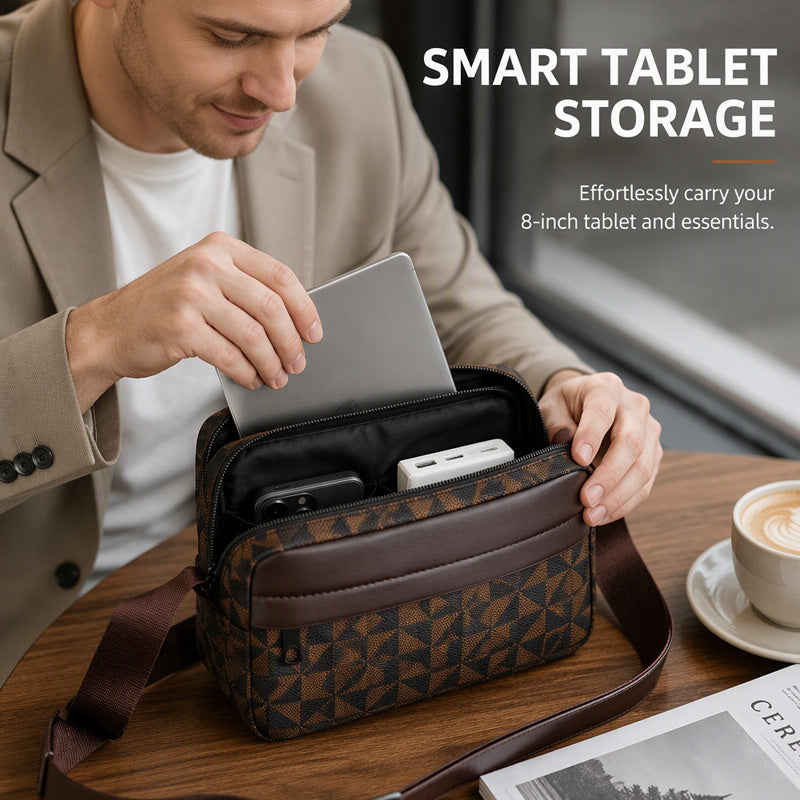 ✨ Smart Everyday Carry | Men's Geometric PU Leather Crossbody Bag