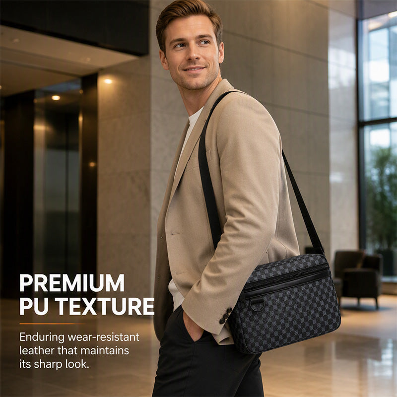 ✨ Smart Everyday Carry | Men's Geometric PU Leather Crossbody Bag