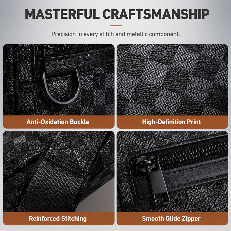 ✨ Smart Everyday Carry | Men's Geometric PU Leather Crossbody Bag