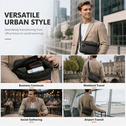 ✨ Smart Everyday Carry | Men's Geometric PU Leather Crossbody Bag