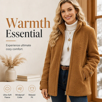 ❄️ Cold-Weather Comfort | Women's Sherpa Fleece Full-Zip Stand-Collar Jacket
