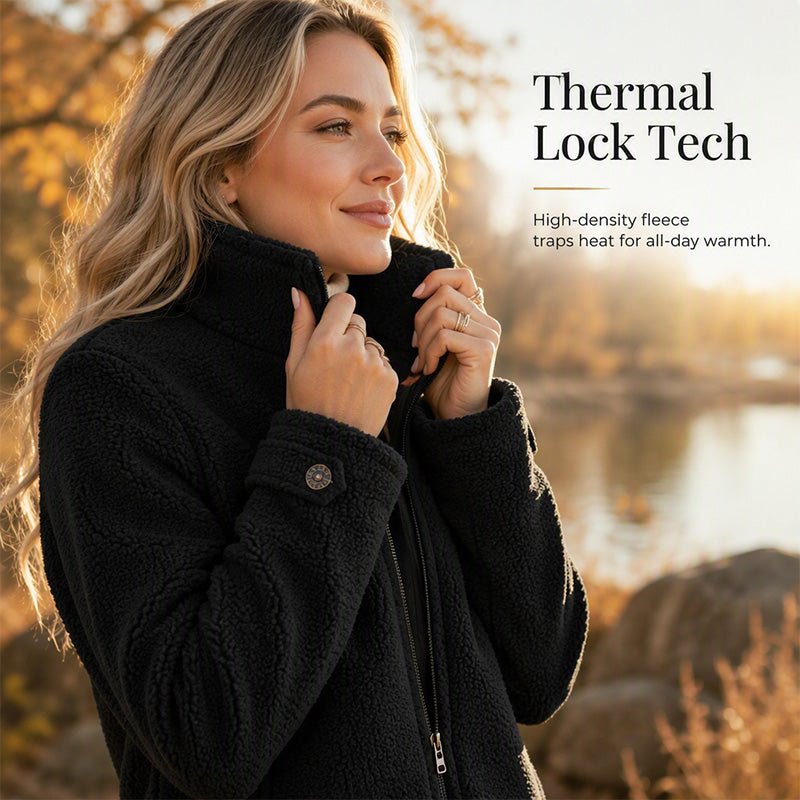 ❄️ Cold-Weather Comfort | Women's Sherpa Fleece Full-Zip Stand-Collar Jacket