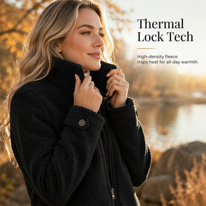 ❄️ Cold-Weather Comfort | Women's Sherpa Fleece Full-Zip Stand-Collar Jacket