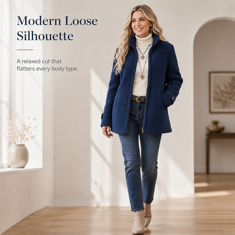 ❄️ Cold-Weather Comfort | Women's Sherpa Fleece Full-Zip Stand-Collar Jacket