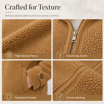 ❄️ Cold-Weather Comfort | Women's Sherpa Fleece Full-Zip Stand-Collar Jacket