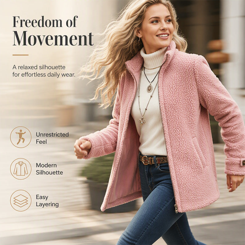 ❄️ Cold-Weather Comfort | Women's Sherpa Fleece Full-Zip Stand-Collar Jacket