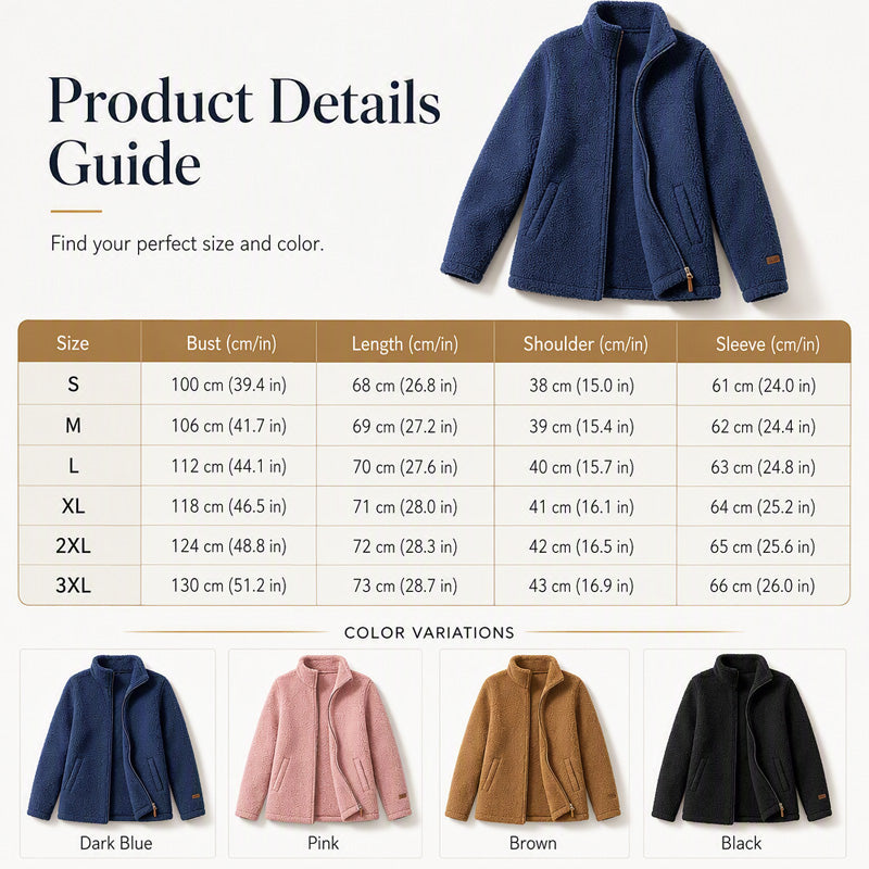 ❄️ Cold-Weather Comfort | Women's Sherpa Fleece Full-Zip Stand-Collar Jacket