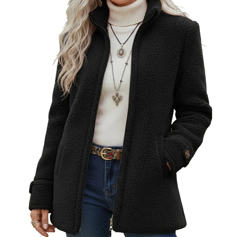 ❄️ Cold-Weather Comfort | Women's Sherpa Fleece Full-Zip Stand-Collar Jacket