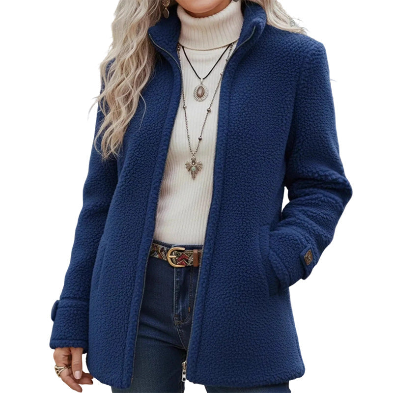❄️ Cold-Weather Comfort | Women's Sherpa Fleece Full-Zip Stand-Collar Jacket