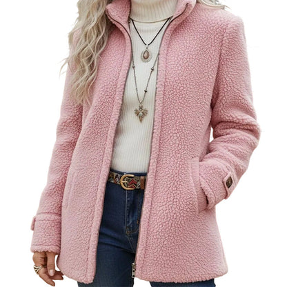❄️ Cold-Weather Comfort | Women's Sherpa Fleece Full-Zip Stand-Collar Jacket