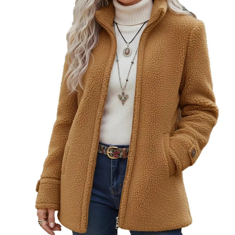 ❄️ Cold-Weather Comfort | Women's Sherpa Fleece Full-Zip Stand-Collar Jacket