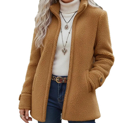 ❄️ Cold-Weather Comfort | Women's Sherpa Fleece Full-Zip Stand-Collar Jacket