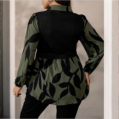 ✨ Effortless Elegance | Women's Floral Fake 2-Piece Collared Pullover Top