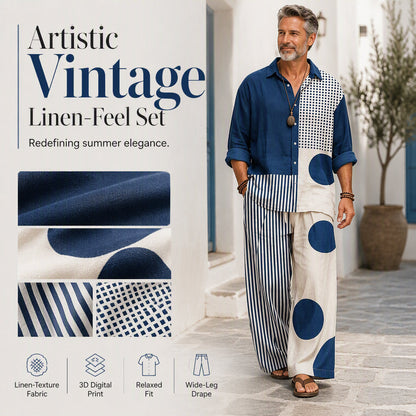 ✨ Easy Summer Comfort | Men's Vintage Print Loose-Fit 2-Piece Set