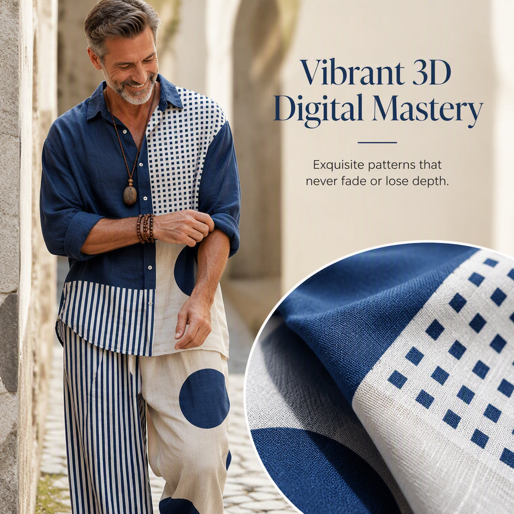 ✨ Easy Summer Comfort | Men's Vintage Print Loose-Fit 2-Piece Set