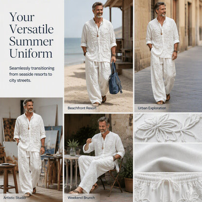 ✨ Easy Summer Comfort | Men's Vintage Print Loose-Fit 2-Piece Set
