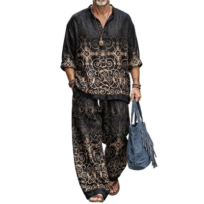 ✨ Easy Summer Comfort | Men's Vintage Print Loose-Fit 2-Piece Set