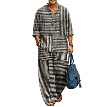 ✨ Easy Summer Comfort | Men's Vintage Print Loose-Fit 2-Piece Set