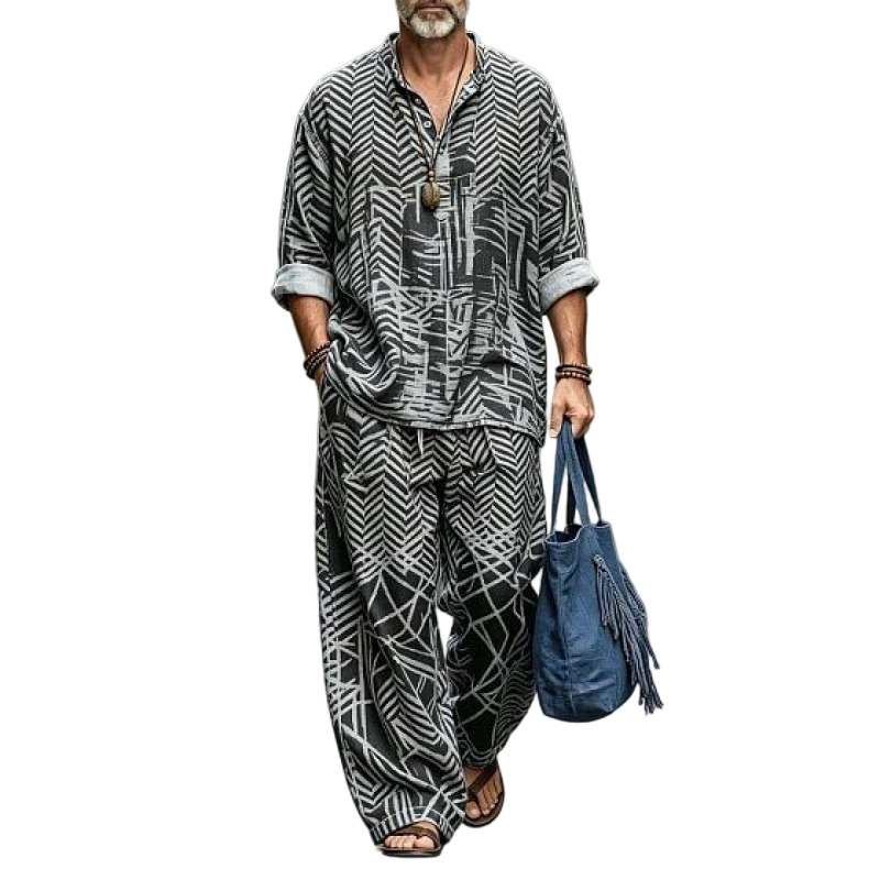 ✨ Easy Summer Comfort | Men's Vintage Print Loose-Fit 2-Piece Set