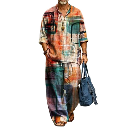 ✨ Easy Summer Comfort | Men's Vintage Print Loose-Fit 2-Piece Set