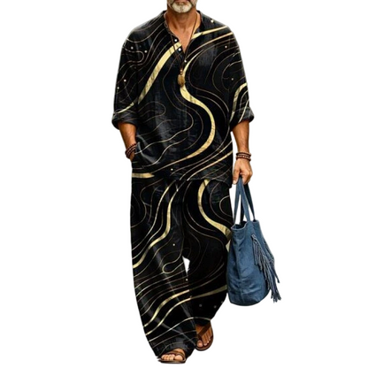 ✨ Easy Summer Comfort | Men's Vintage Print Loose-Fit 2-Piece Set