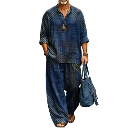 ✨ Easy Summer Comfort | Men's Vintage Print Loose-Fit 2-Piece Set
