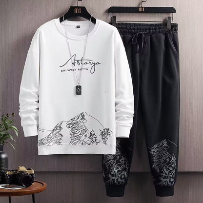 Men's Trendy Printed Sweatshirt & Sweatpants Set