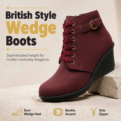 💖 Easy Lift, All-Day Comfort | Women's Wedge Heel Zip-Up Ankle Boots