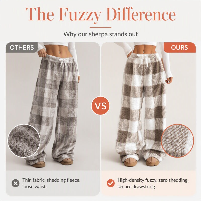 ⌛Limited-Time Offer-Women's Plush Plaid Wide-Leg Pants