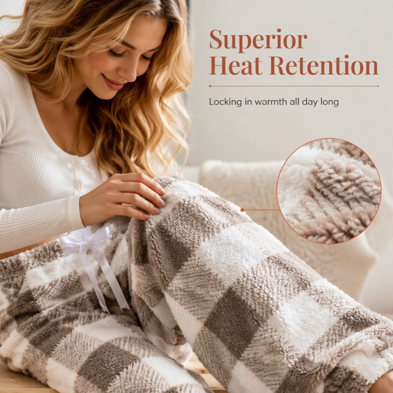 ⌛Limited-Time Offer-Women's Plush Plaid Wide-Leg Pants