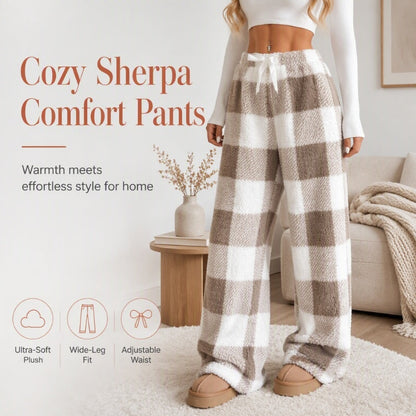 ⌛Limited-Time Offer-Women's Plush Plaid Wide-Leg Pants