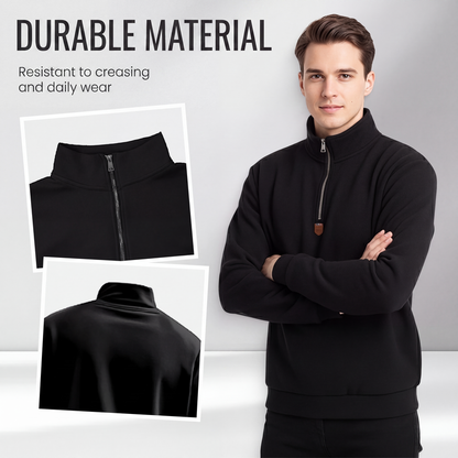 🍂 Easy Everyday Comfort | Men's Warm-Lined Stand-Collar Quarter-Zip Pullover