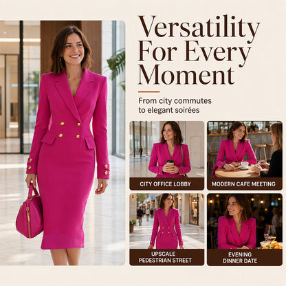 ✨New Arrivals & Special Offers-Women's Double-Breasted Blazer Dress