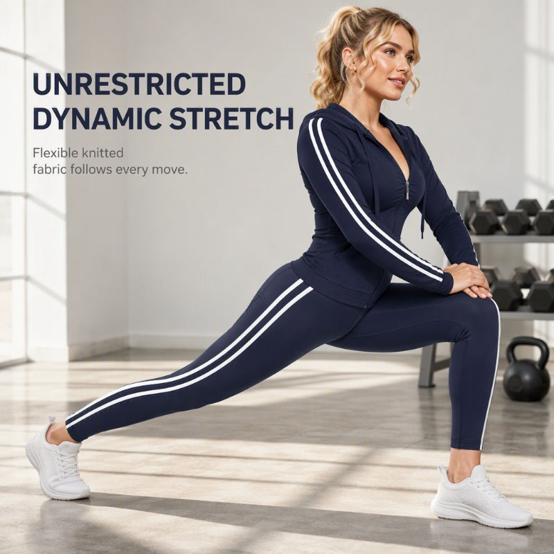 ⌛Limited-Time Offer-Women's Striped Zip-Up Hoodie & Pants Set