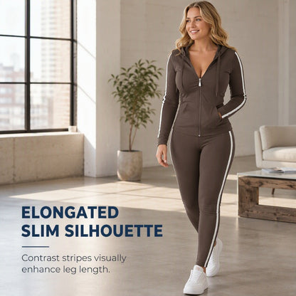 ⌛Limited-Time Offer-Women's Striped Zip-Up Hoodie & Pants Set
