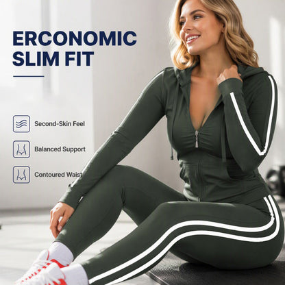 ⌛Limited-Time Offer-Women's Striped Zip-Up Hoodie & Pants Set