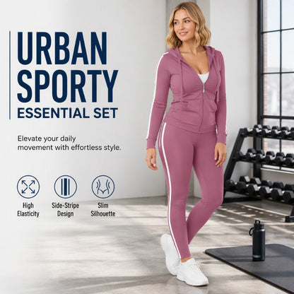⌛Limited-Time Offer-Women's Striped Zip-Up Hoodie & Pants Set