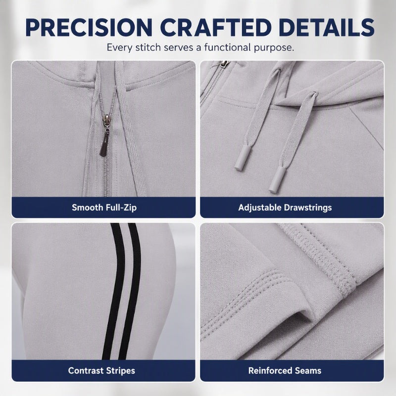 ⌛Limited-Time Offer-Women's Striped Zip-Up Hoodie & Pants Set