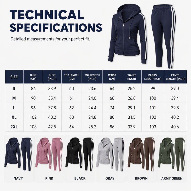⌛Limited-Time Offer-Women's Striped Zip-Up Hoodie & Pants Set