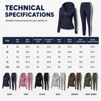 ⌛Limited-Time Offer-Women's Striped Zip-Up Hoodie & Pants Set