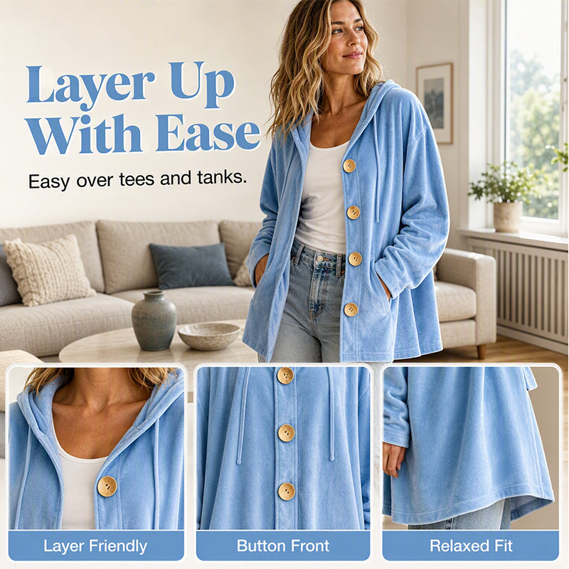 ✨New Arrivals & Special Offers-Women’s Loose Velvet Hooded Cardigan