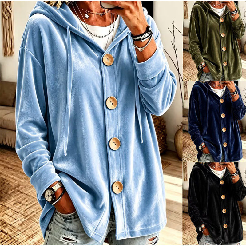 ✨New Arrivals & Special Offers-Women’s Loose Velvet Hooded Cardigan