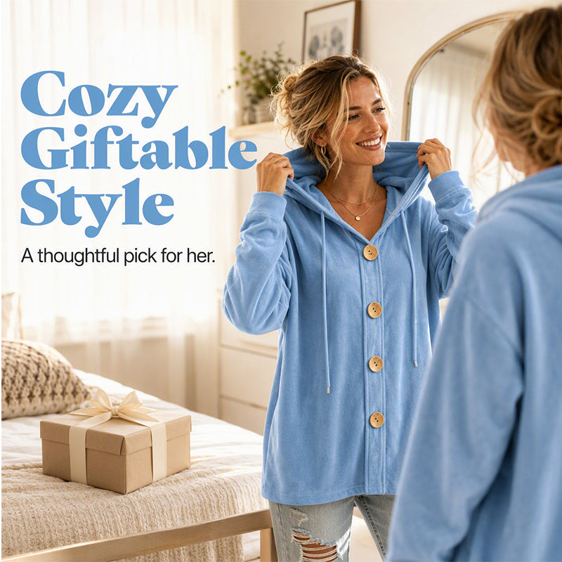 ✨New Arrivals & Special Offers-Women’s Loose Velvet Hooded Cardigan