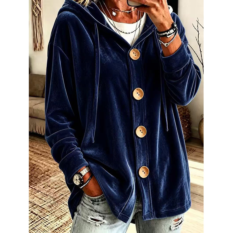 ✨New Arrivals & Special Offers-Women’s Loose Velvet Hooded Cardigan