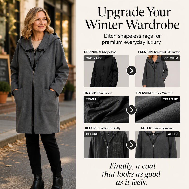 ✨New Arrivals & Special Offers-Women's Hooded Mid-Length Jacket with 2 Zippers