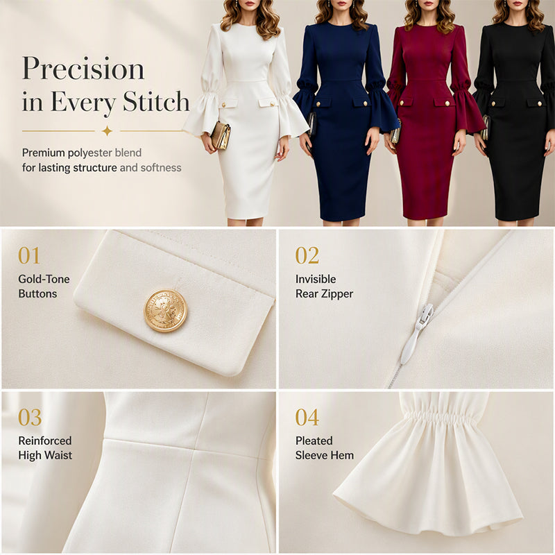 ✨New Arrivals & Special Offers-Women's Elegant Crew Neck Pencil Dress