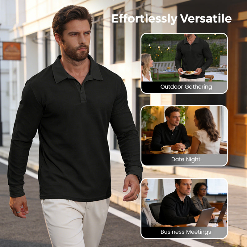 ⌛Limited-Time Offer-Men's Breathable Waffle Texture Collared Top