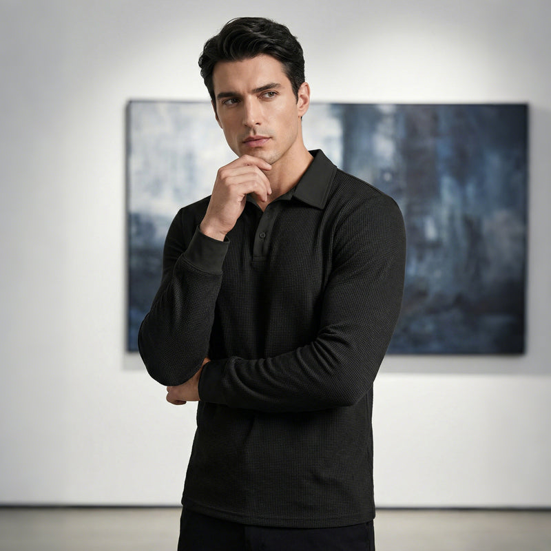 ⌛Limited-Time Offer-Men's Breathable Waffle Texture Collared Top