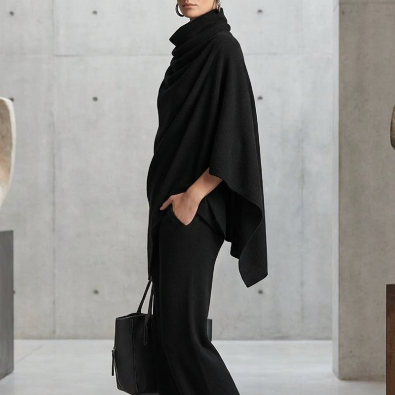 ⌛Limited-Time Offer-Women's Cowl Neck Cape & Wide-Leg Pants Set