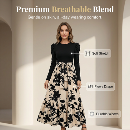 ⌛Limited-Time Offer-Floral Long Sleeve A-Line Maxi Dress for Women